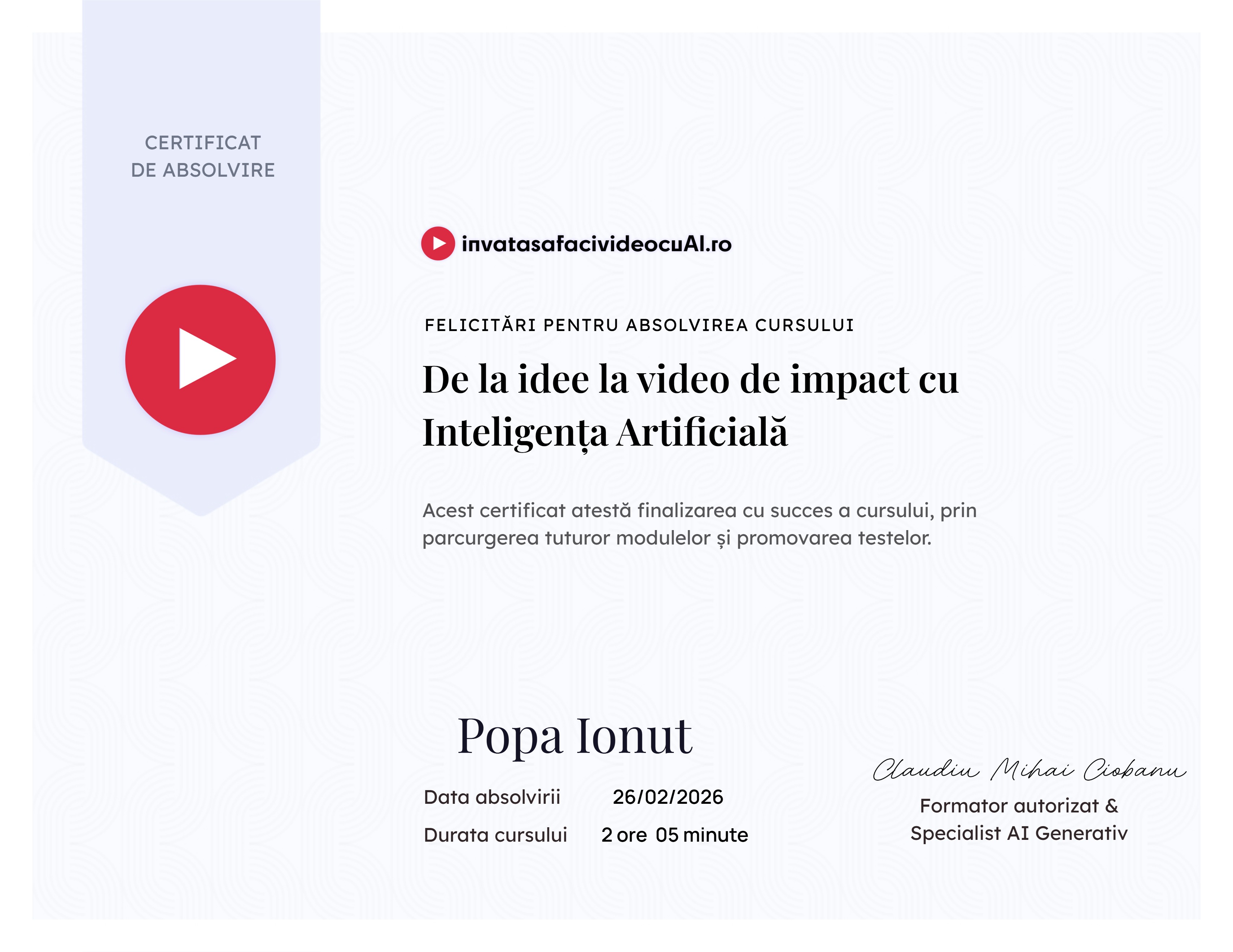 De la idee la video de impact cu Inteligența Artificială v2 (2026)