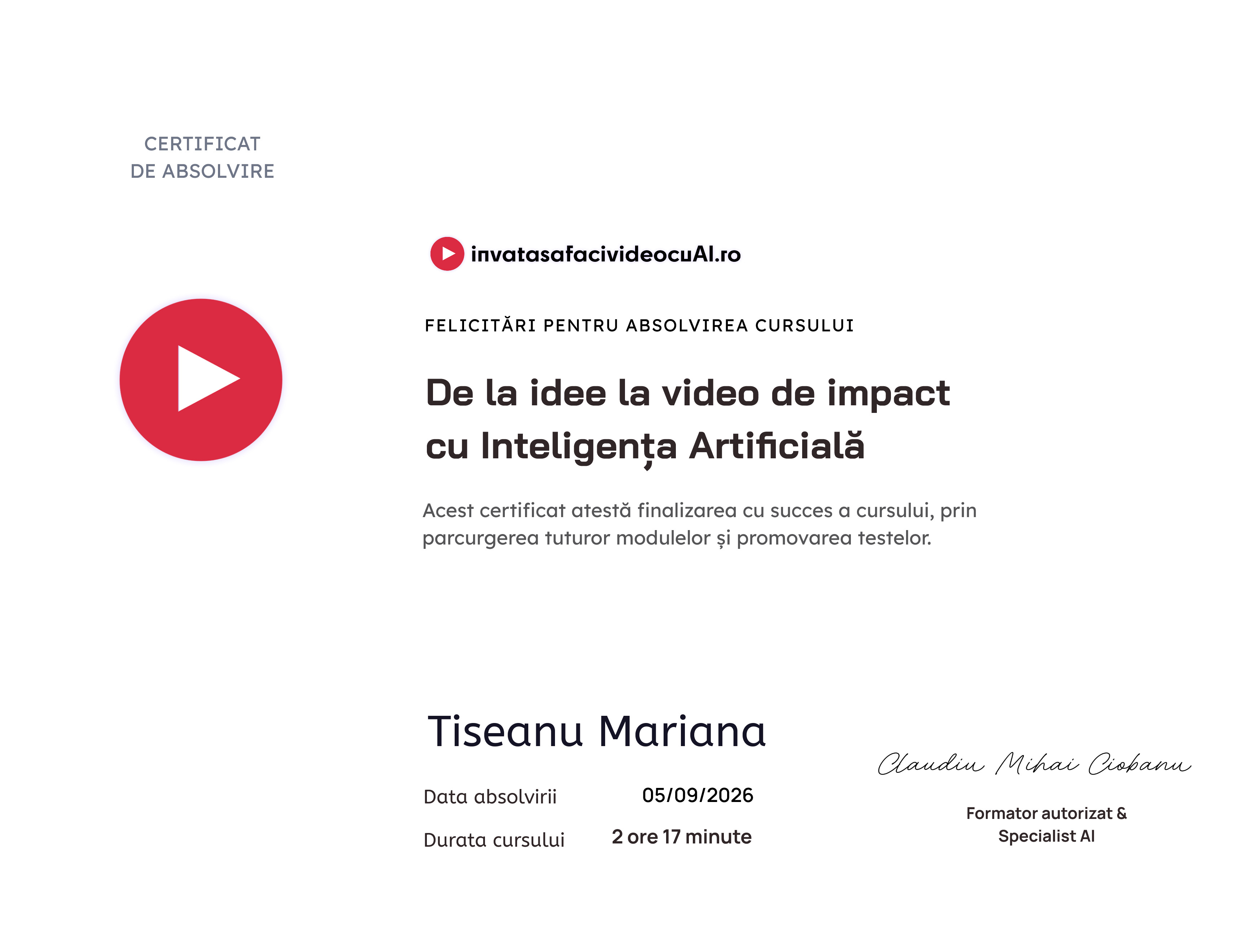 De la idee la video de impact cu Inteligența Artificială v2 (2026)